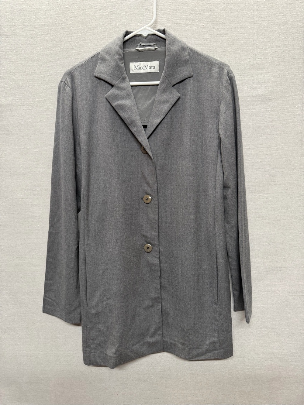 MaxMara Single Breasted Long Line Virgin Wool Blazer - size 8